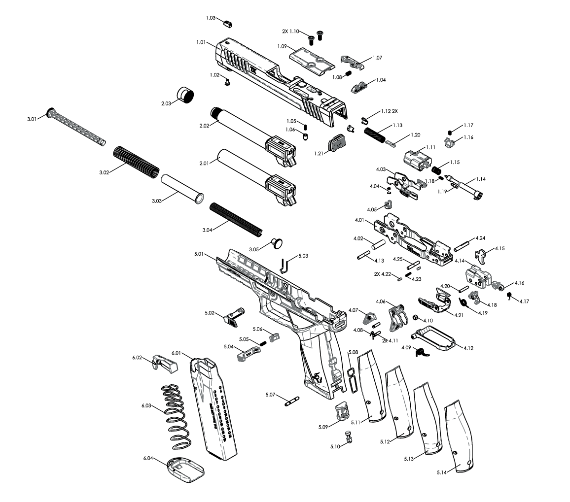 Vista explodida do TX