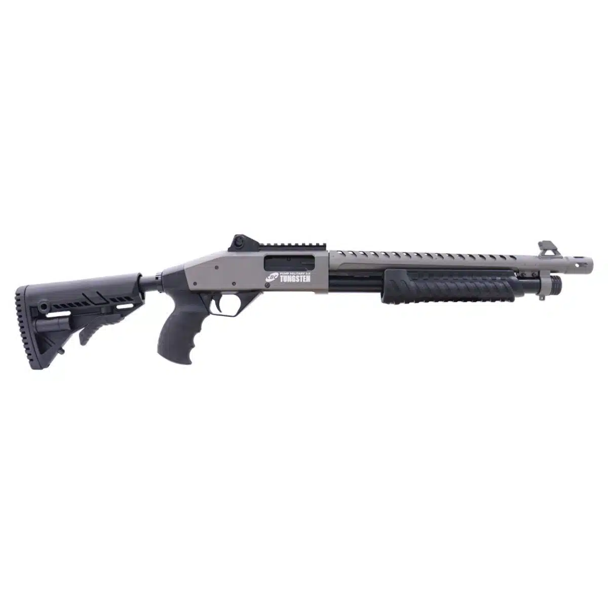 Espingarda CBC Pump Military 3.0 Tungsten Coronha Retrátil Calibre 12 Cano 16" Com Acessórios