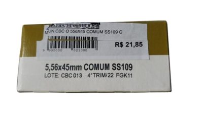 MUNIÇÃO CBC O 556X45 COMUM SS109 C