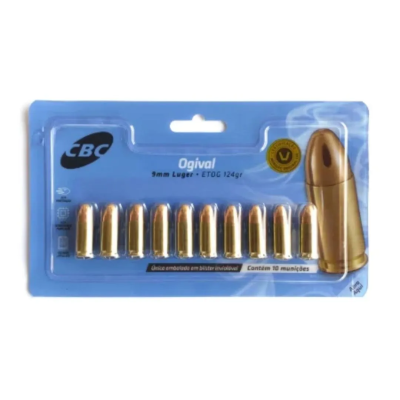 MUNIÇÃO CBC 9MMLGR ETOG 124GR BLIS C