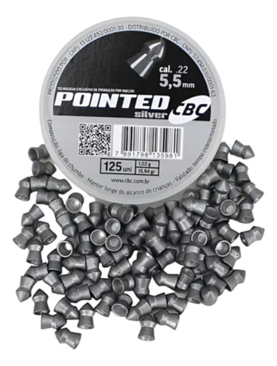 Chumbinho CBC Pointed Silver Cal 22 55mm