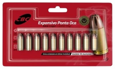 MUNIÇÃO CBC 9MMLUGER EXPO 115GR BLIS C